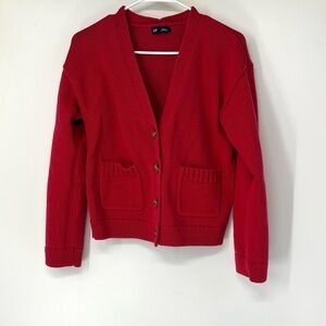 Gap heavy knit v neck button down sweater small